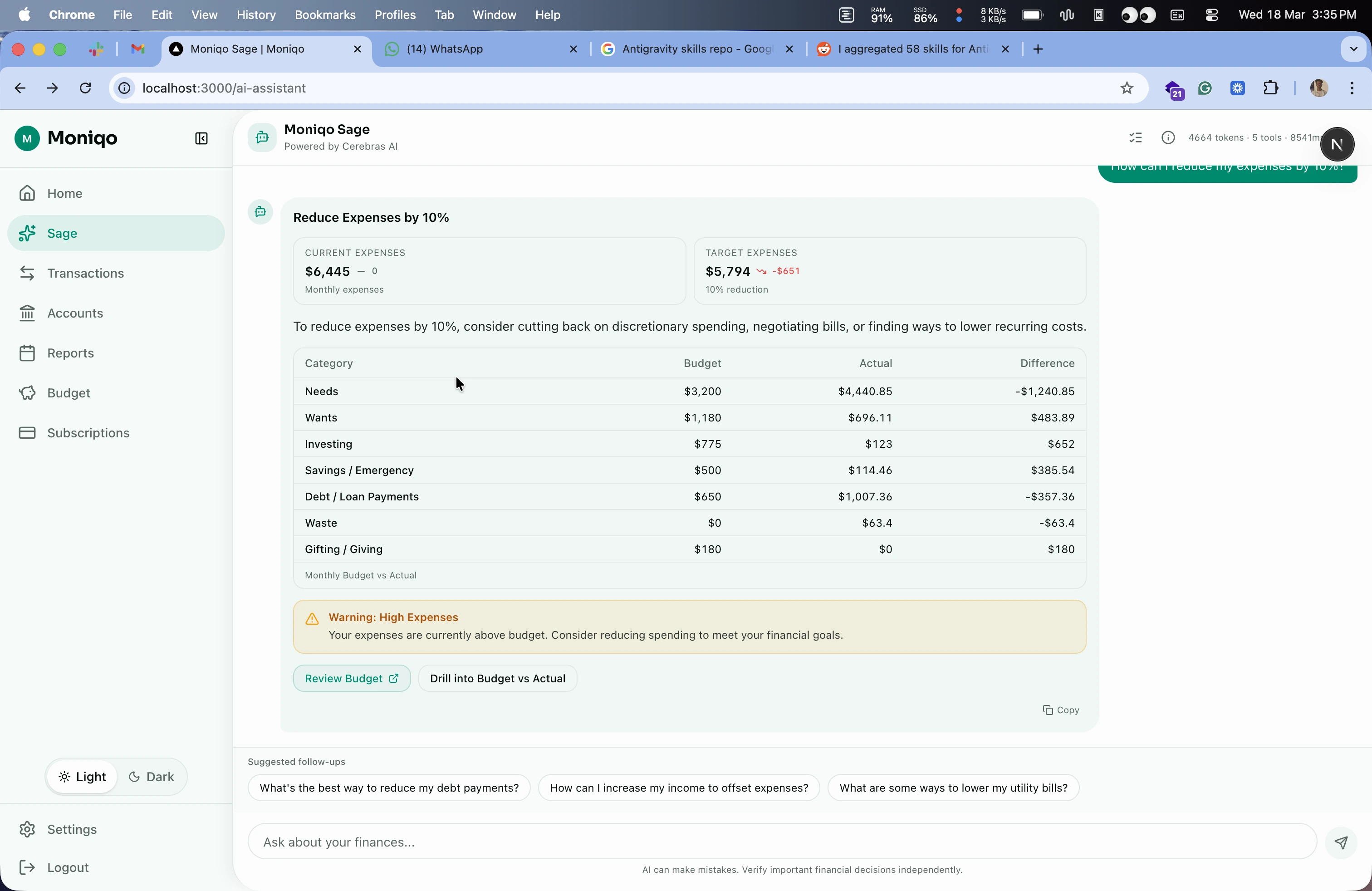 Meet Sage · AI Finance Assistant